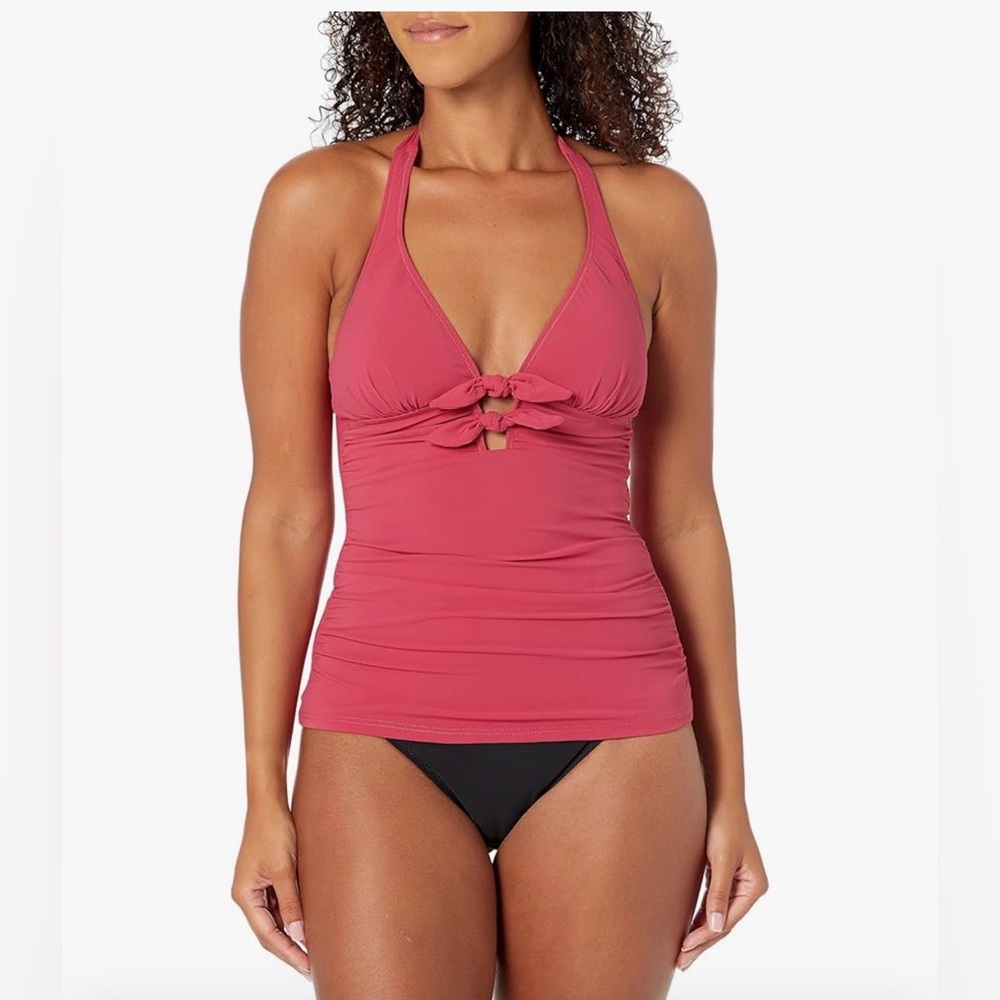 NWT! Profile by Gottex Women's Standard Dandy Bow Tankini, Cherry, 10